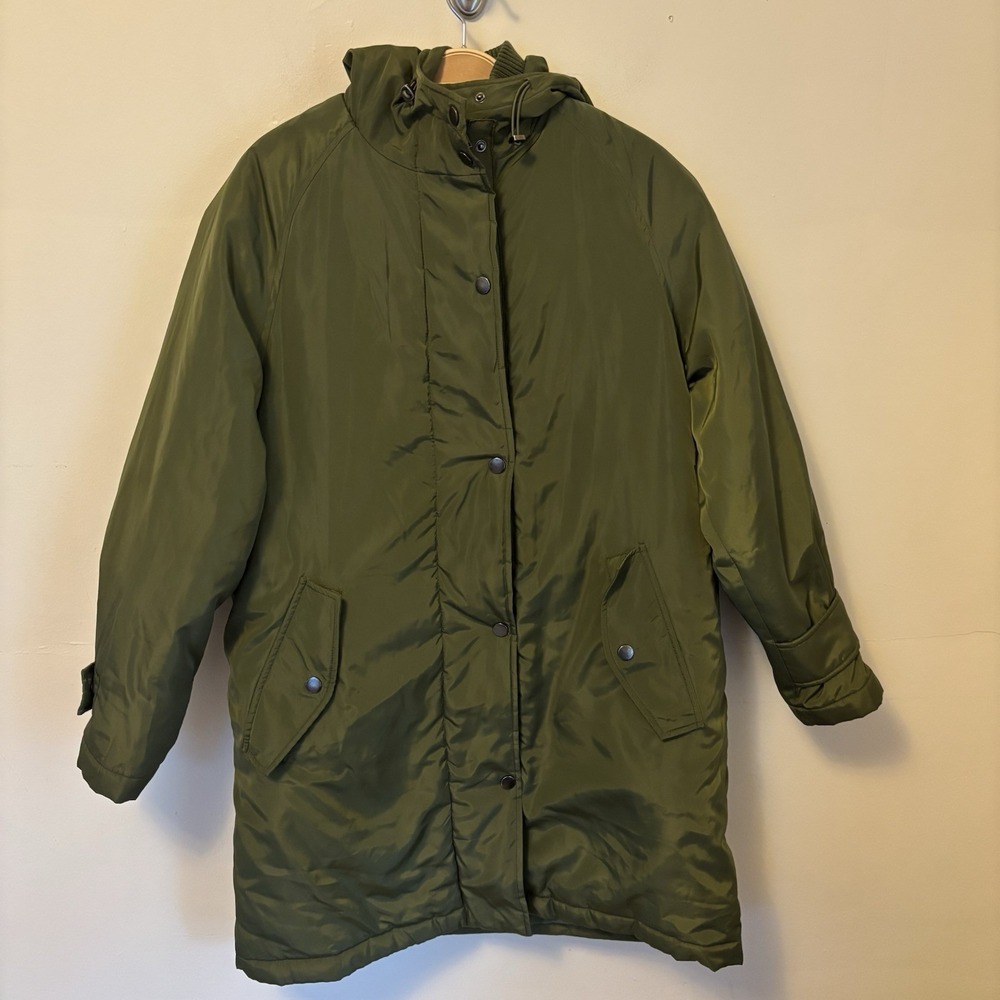 Paul and Joe Sister Parka Jacket‎ Olive Green Winter Warm Midi Knee Length 38 M
